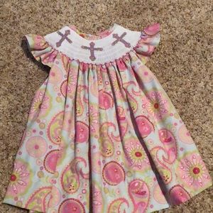 Smocked Dress with crosses.